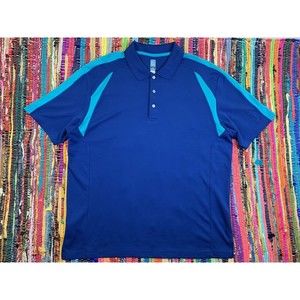 PGA Tour Polo Mens 2XL Green Blue Short Sleeve Airflux Pullover Tee Shirt